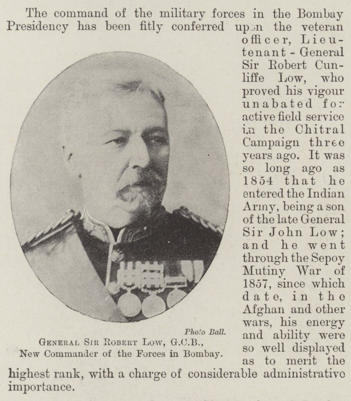 General Sir Robert Low, GCB, neuer Kommandeur der Streitkräfte in Bombay von English Photographer