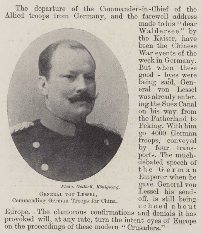 General von Lessel, Kommandant der deutschen Truppen für China von English Photographer