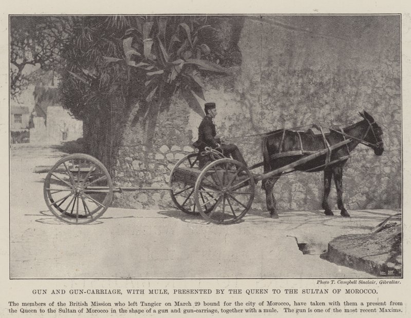 Kanone und Kanonenwagen mit Maultier, von der Königin dem Sultan von Marokko geschenkt von English Photographer