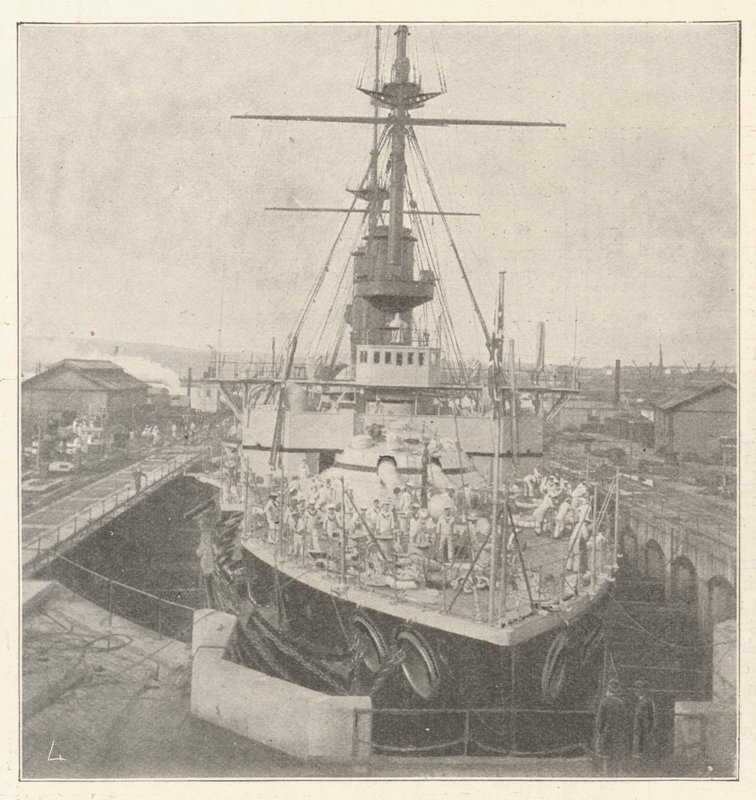 HMS Implacable, in Dienst gestellt von Prinz Louis von Battenberg von English Photographer