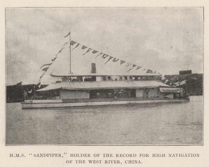 HMS Sandpiper, Inhaberin des Rekords für die Hochseeschifffahrt auf dem Westfluss, China von English Photographer
