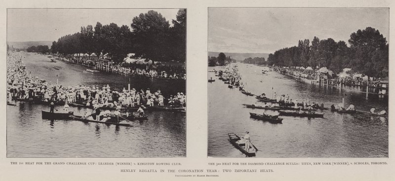 Henley-Regatta im Krönungsjahr, zwei wichtige Läufe von English Photographer