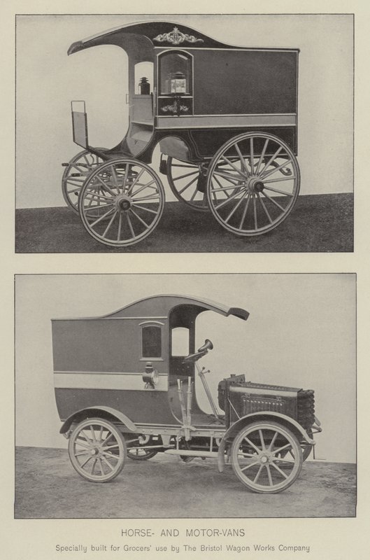 Pferd und Motorwagen (s/w Foto) von English Photographer