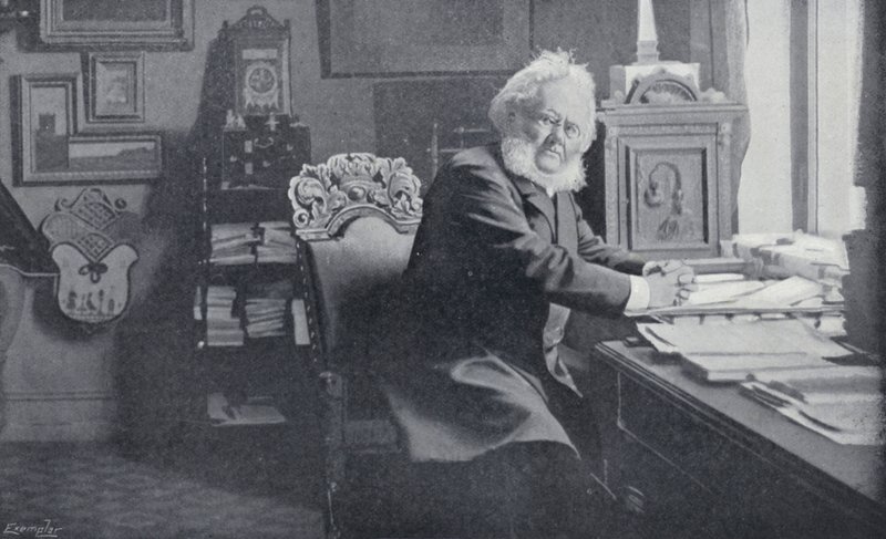 Ibsen in seinem Arbeitszimmer (s/w Foto) von English Photographer