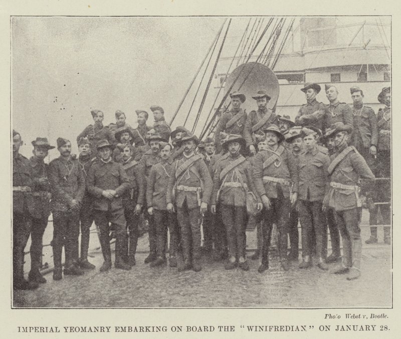 Imperial Yeomanry gehen an Bord der Winifredian am 28. Januar von English Photographer