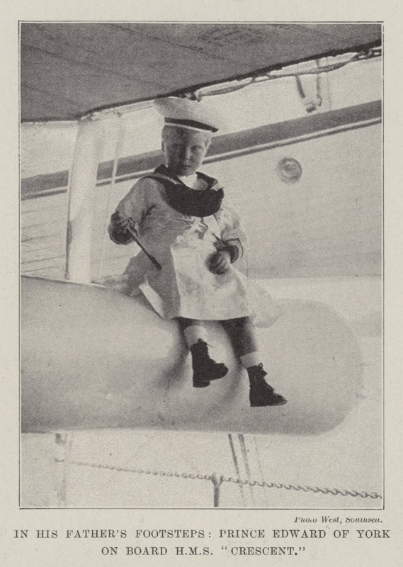 In den Fußstapfen seines Vaters, Prinz Edward von York an Bord der HMS Crescent von English Photographer