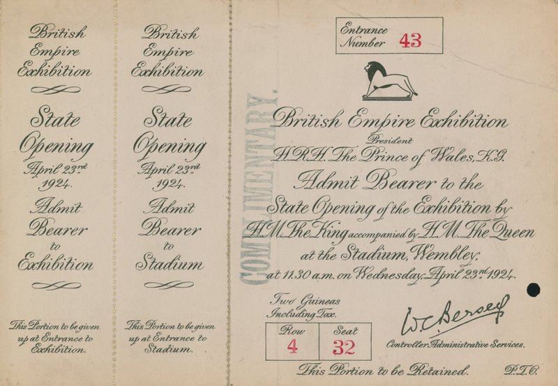 Einladung zur feierlichen Eröffnung der British Empire Exhibition von English Photographer