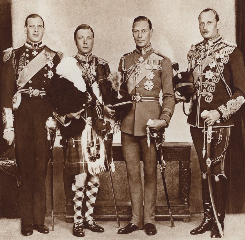 König Edward VIII. (zweiter von links) und seine Brüder von English Photographer