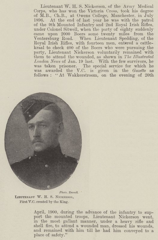 Leutnant W H S Nickerson, das erste Victoria-Kreuz, das vom König verliehen wurde von English Photographer