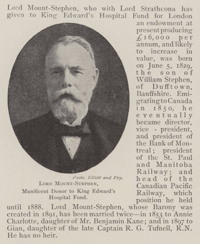 Lord Mount-Stephen, großzügiger Spender für den King Edwards Hospital Fund von English Photographer