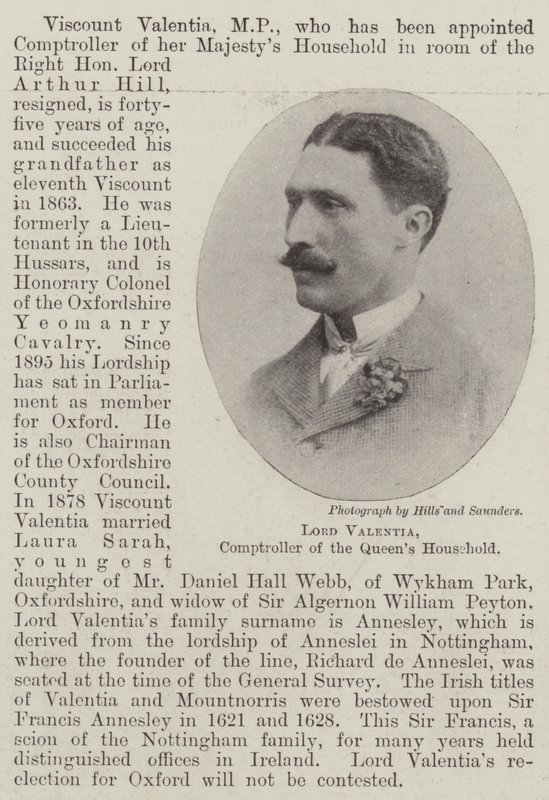 Lord Valentia, Haushofmeister der Königin von English Photographer