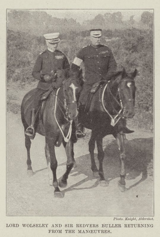 Lord Wolseley und Sir Redvers Buller kehren von den Manövern zurück von English Photographer