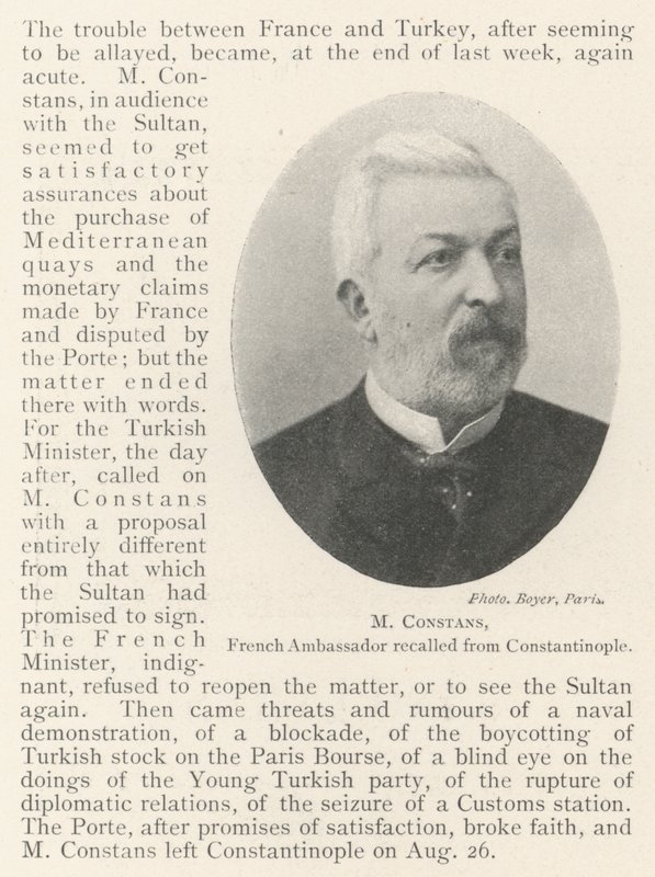 M Constans, französischer Botschafter aus Konstantinopel zurückgerufen von English Photographer