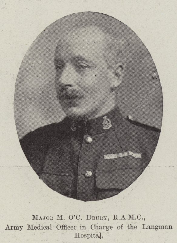 Major M OC Drury, RAMC, leitender Sanitätsoffizier des Langman-Hospitals von English Photographer