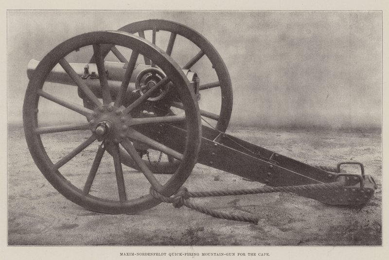 Maxim-Nordenfeldt Schnellfeuer-Bergkanone für das Kap von English Photographer
