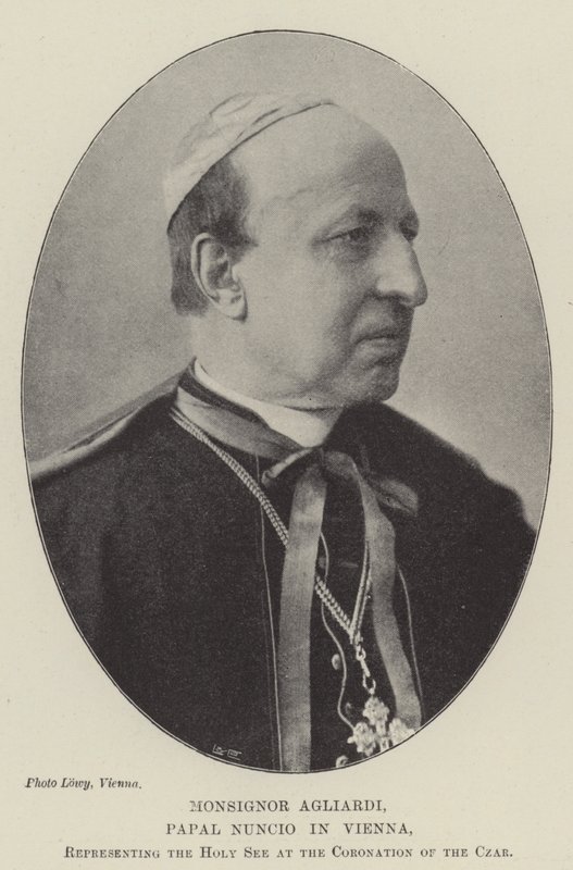 Monsignore Agliardi, päpstlicher Nuntius in Wien, Vertreter des Heiligen Stuhls bei der Krönung des Zaren von English Photographer
