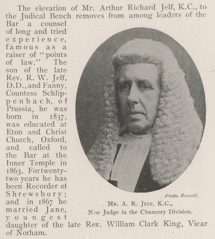 Mr. A. R. Jelf, KC, neuer Richter in der Chancery Division von English Photographer