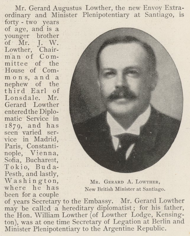 Mr Gerard A Lowther, neuer britischer Minister in Santiago von English Photographer