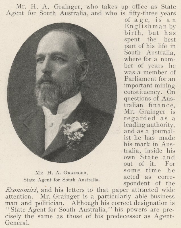 Mr H A Grainger, Staatsagent für Südaustralien von English Photographer