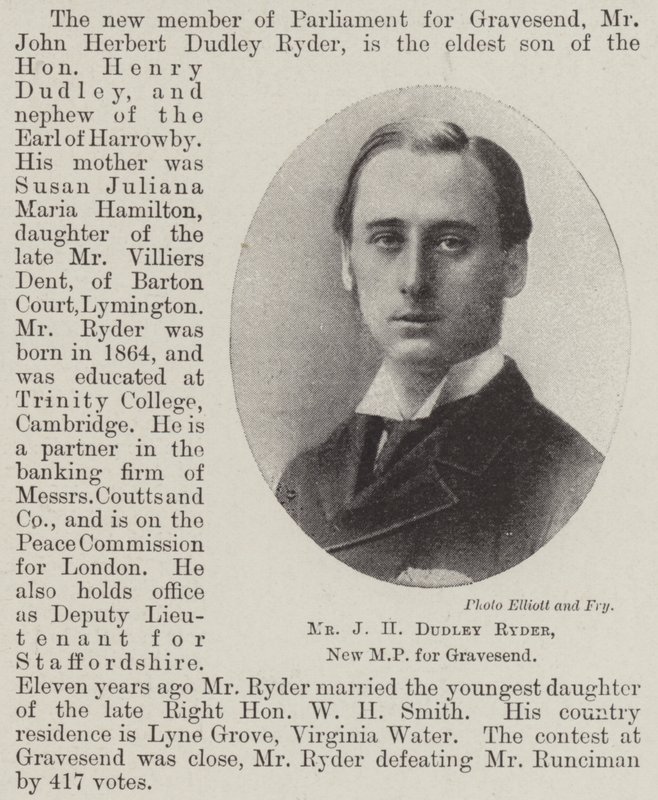 Mr. J. H. Dudley Ryder, neuer Abgeordneter für Gravesend von English Photographer
