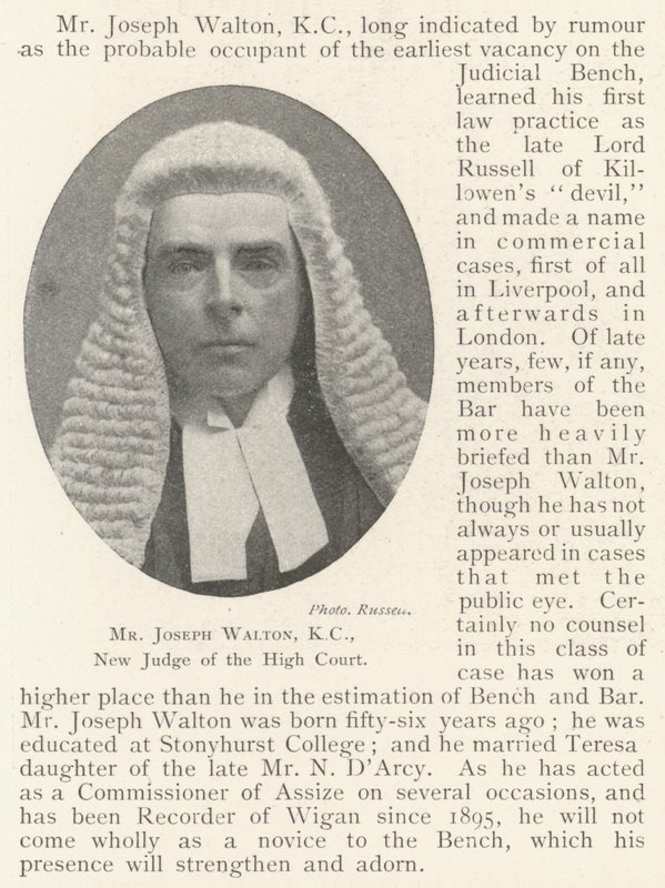 Mr. Joseph Walton, KC, neuer Richter des High Court von English Photographer