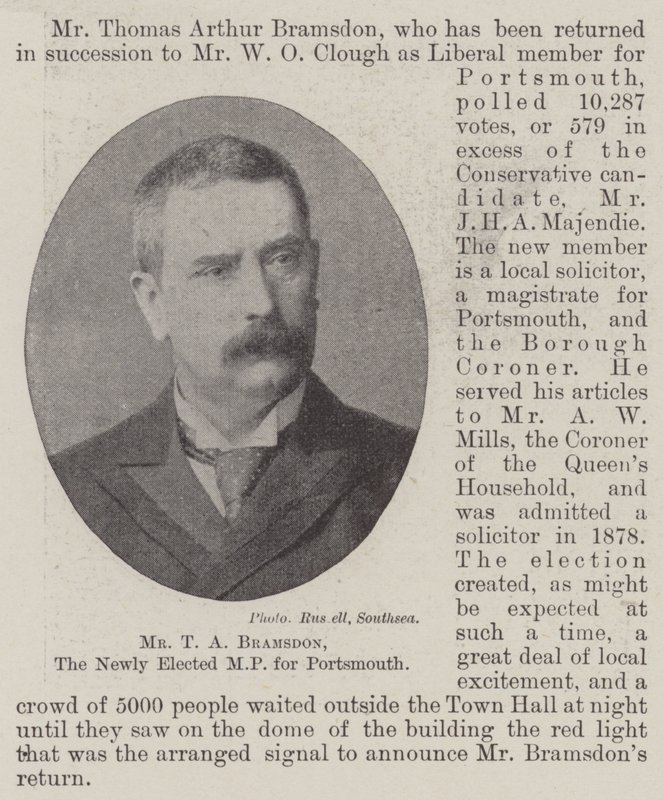 Herr T. A. Bramsdon, der neu gewählte Abgeordnete für Portsmouth von English Photographer