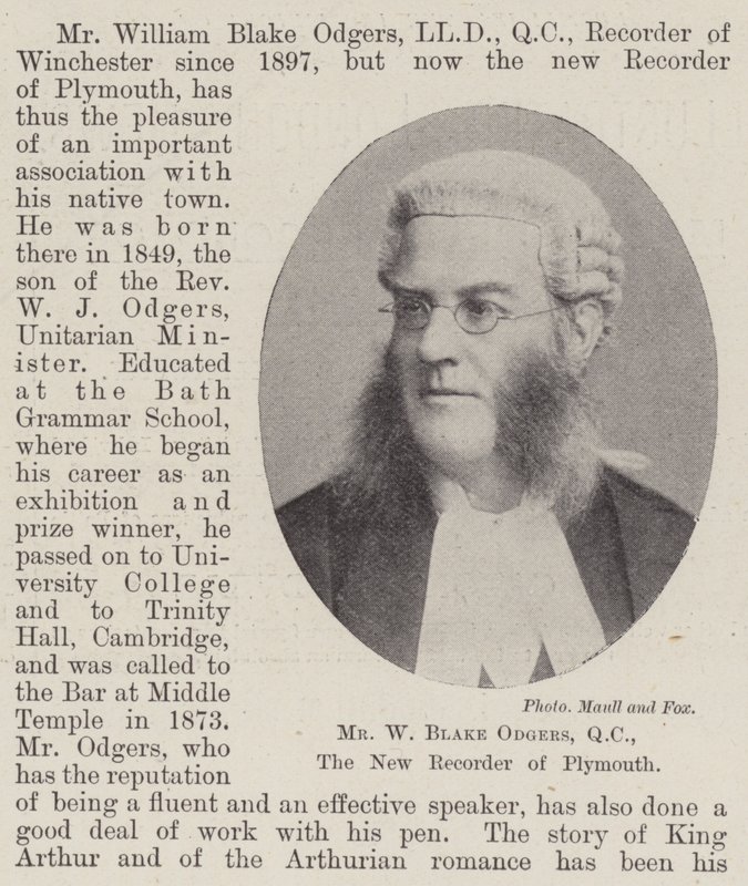 Mr W Blake Odgers, QC, der neue Recorder von Plymouth von English Photographer