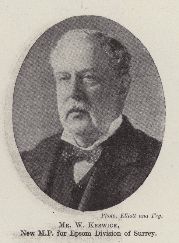 Herr W Keswick, neuer Abgeordneter für die Epsom-Division von Surrey von English Photographer