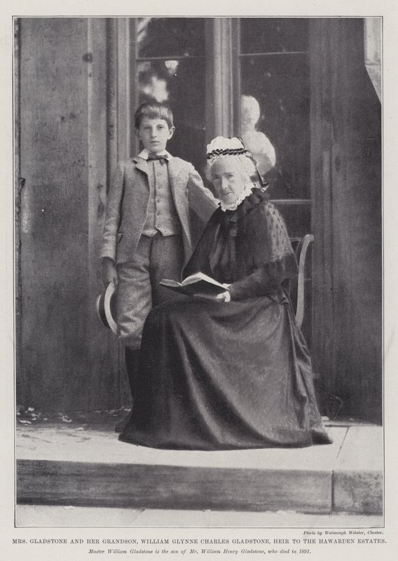 Mrs Gladstone und ihr Enkel, William Glynne Charles Gladstone, Erbe der Hawarden Estates von English Photographer