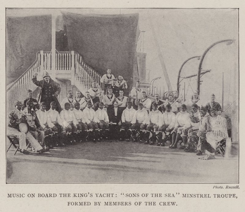 Musik an Bord der königlichen Yacht, Söhne der See-Minstral-Truppe, gebildet von Mitgliedern der Besatzung von English Photographer