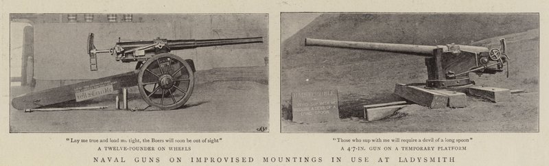Marinegeschütze auf improvisierten Lafetten in Ladysmith von English Photographer