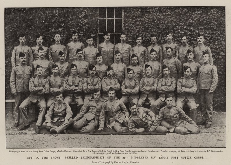 Ab an die Front, erfahrene Telegrafisten der 24. Middlesex Rifle Volunteers, Army Post Office Corps von English Photographer