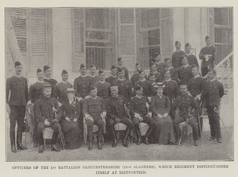 Offiziere des 1. Bataillons Gloucestershire (28th Slashers), das sich bei Rietfontein auszeichnete von English Photographer