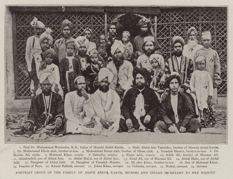 Porträtgruppe der Familie von Hafiz Abdul Karim, Munshi und indischer Sekretär Ihrer Majestät von English Photographer