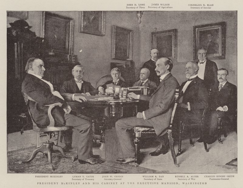 Präsident McKinley und sein Kabinett im Exekutivgebäude, Washington von English Photographer