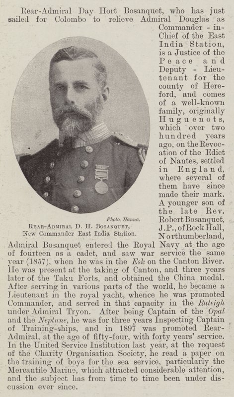 Konteradmiral D. H. Bosanquet, neuer Kommandant der Ostindienstation von English Photographer