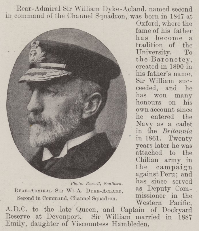 Konteradmiral Sir W A Dyke-Acland, Zweiter im Kommando, Kanalgeschwader von English Photographer