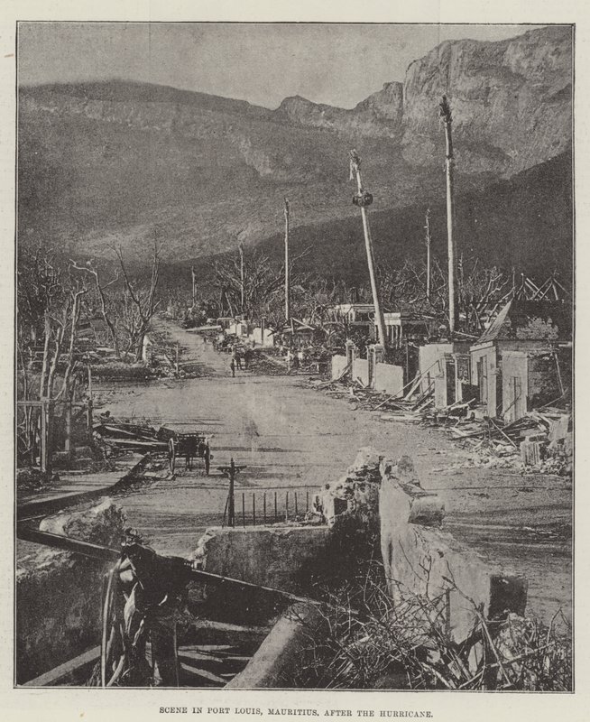 Szene in Port Louis, Mauritius, nach dem Hurrikan von English Photographer
