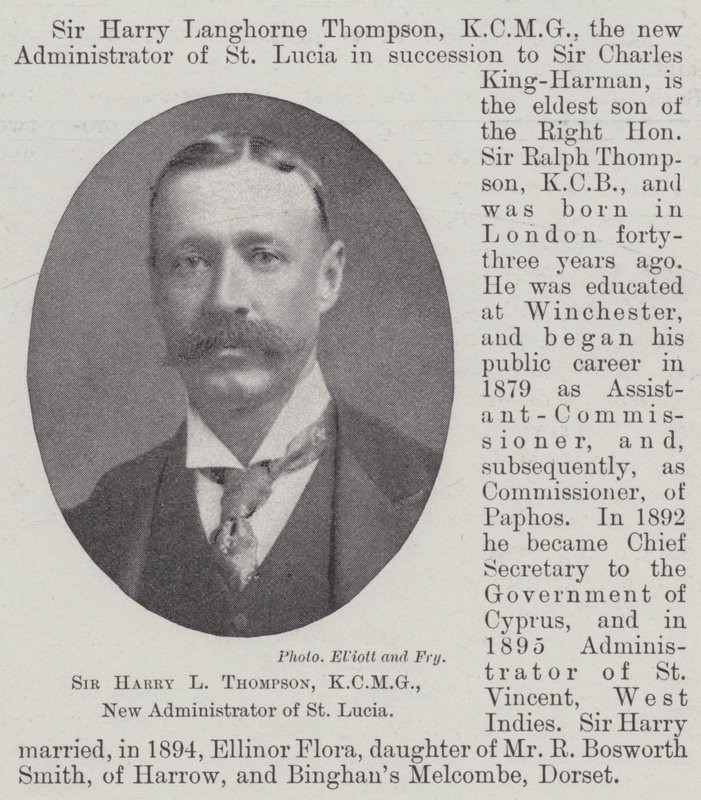 Sir Harry L Thompson, KCMG, neuer Administrator von St. Lucia von English Photographer