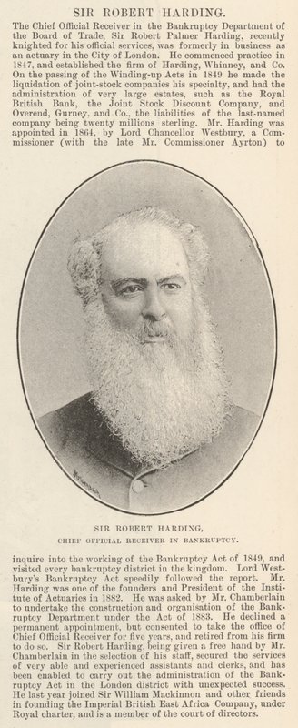 Sir Robert Harding, Hauptempfänger in Konkurs von English Photographer