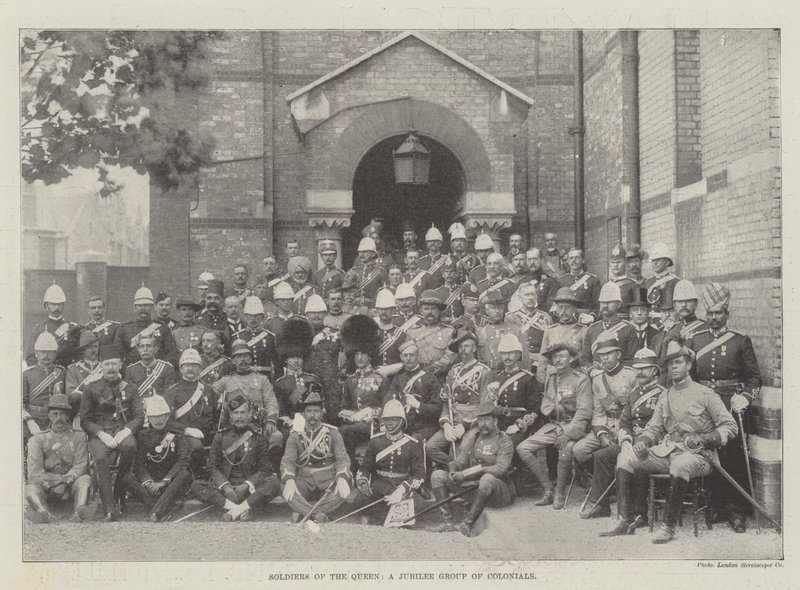 Soldaten der Königin, eine Jubiläumsgruppe von Kolonialen von English Photographer