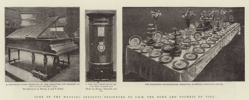Einige der Hochzeitsgeschenke, die TRH dem Herzog und der Herzogin von York überreicht wurden von English Photographer