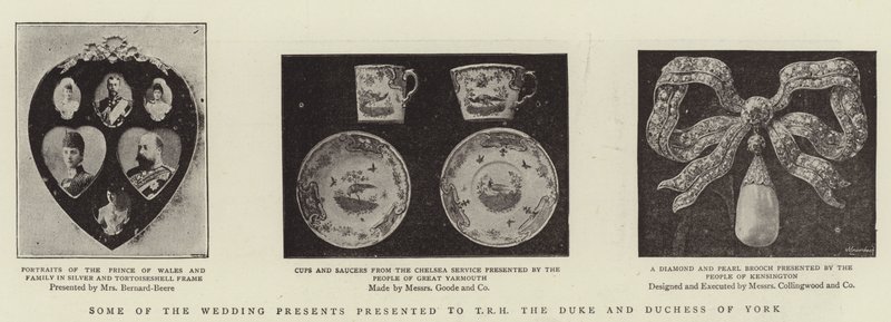 Einige der Hochzeitsgeschenke, die TRH dem Herzog und der Herzogin von York überreicht wurden von English Photographer