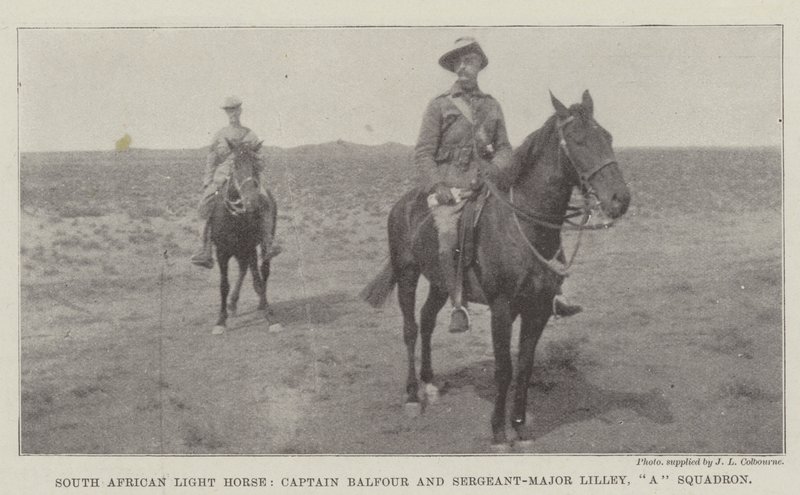 South African Light Horse, Captain Balfour und Sergeant-Major Lilley, A Squadron von English Photographer