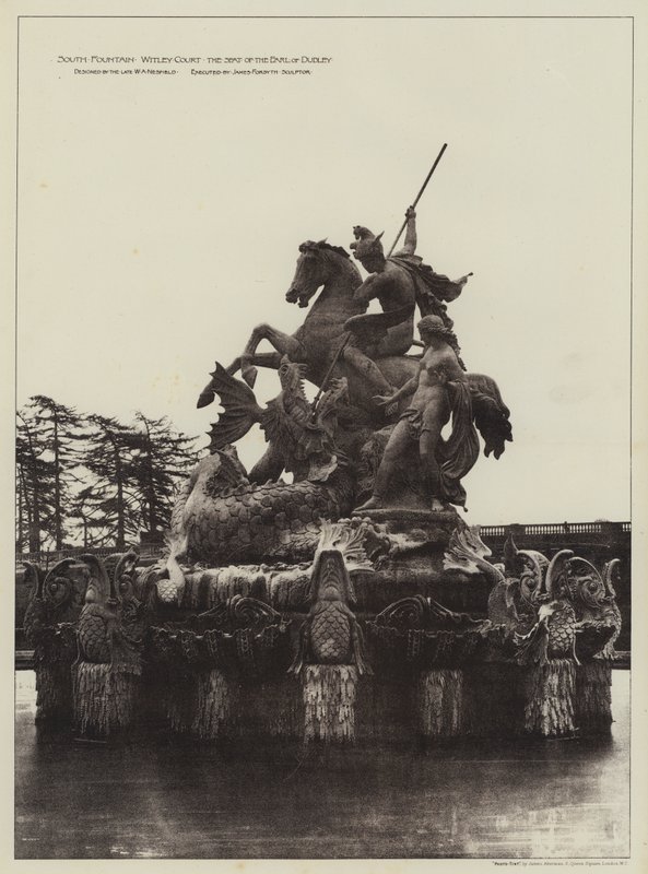 Südbrunnen Witley Court, Der Sitz des Earl of Dudley (s/w Foto) von English Photographer
