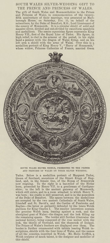 Silberschild von Südwales, dem Prinzen und der Prinzessin von Wales zu ihrer Silberhochzeit überreicht von English Photographer