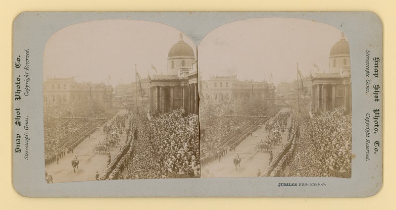 Stereoskopischer Druck des Diamantjubiläums von Königin Victoria, 28. Juni 1897 von English Photographer