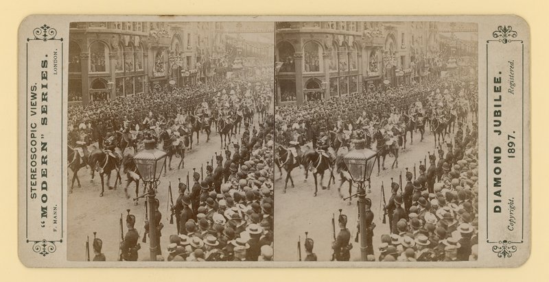Stereoskopischer Druck des Diamantjubiläums von Königin Victoria, 28. Juni 1897 von English Photographer