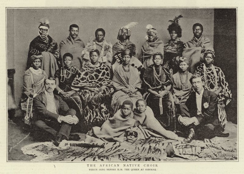Der afrikanische einheimische Chor, der vor Ihrer Majestät der Königin in Osborne sang von English Photographer
