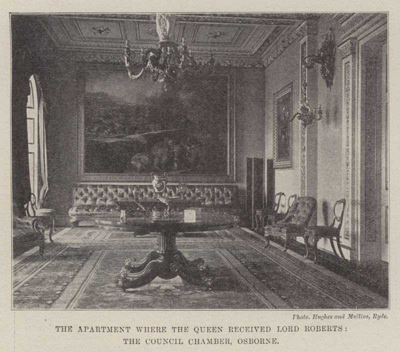Das Zimmer, in dem die Königin Lord Roberts empfing, der Ratssaal, Osborne von English Photographer